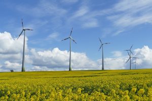 wind power, landscape, clouds